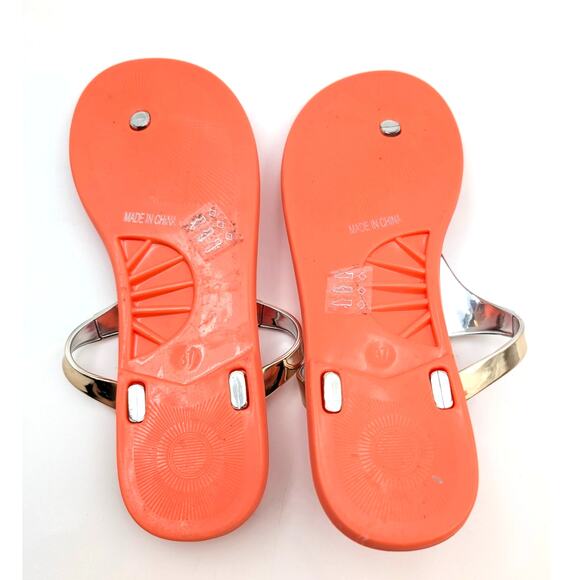 Kurt Geiger Maddison T-Bar Thong Sandals Women's Orange/Gold Size US6.5 EU37 - Picture 8 of 11